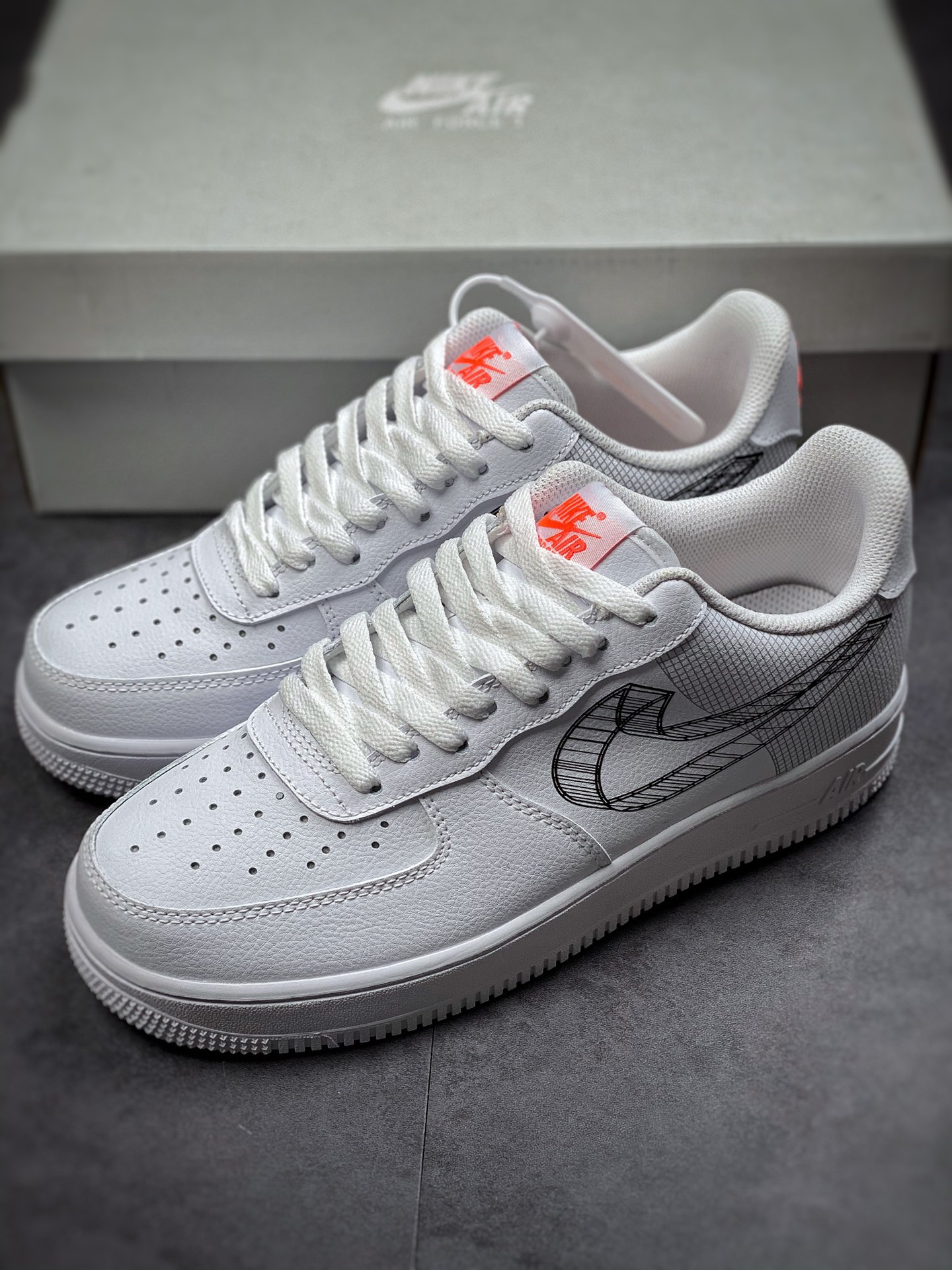 200  Nike Air Force 1 Low 07 3D Swoosh”白黑 裸眼3D DR0149-100
