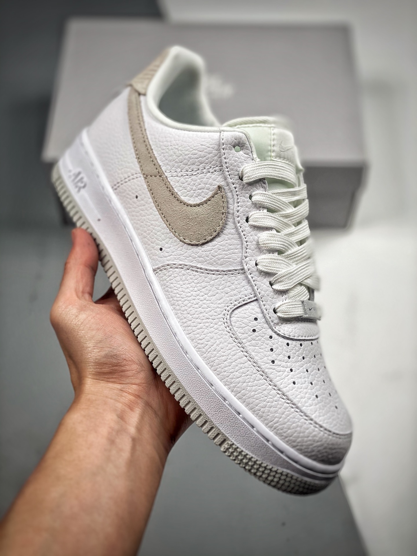 -3 NK Air Force 1 Fuerza Aérea Uno gris blanco sincronización oficial nivel original horma original cartón original cre…