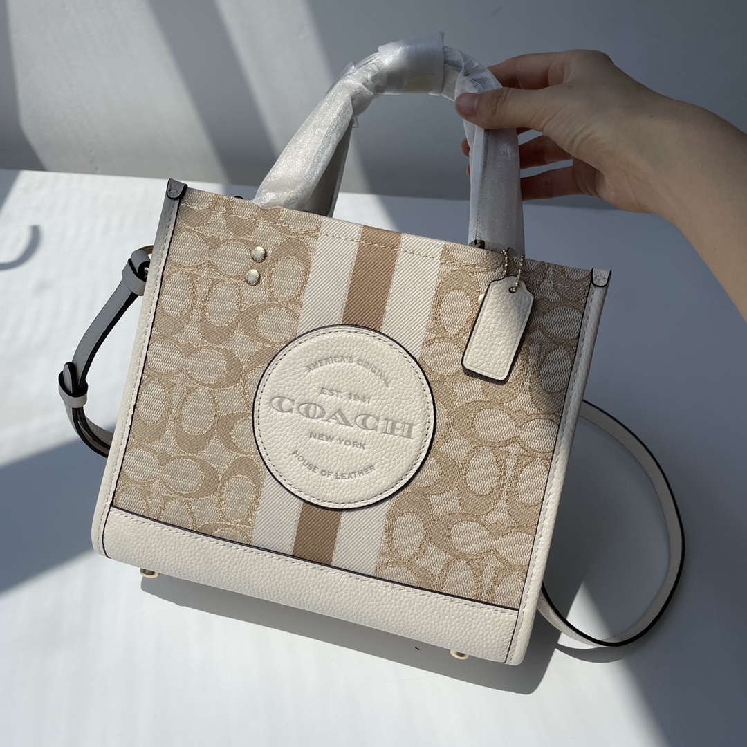 Coach ～纯原 coach 蔻驰c8417 条纹和COACH贴饰DEMPSEY 22号托特包