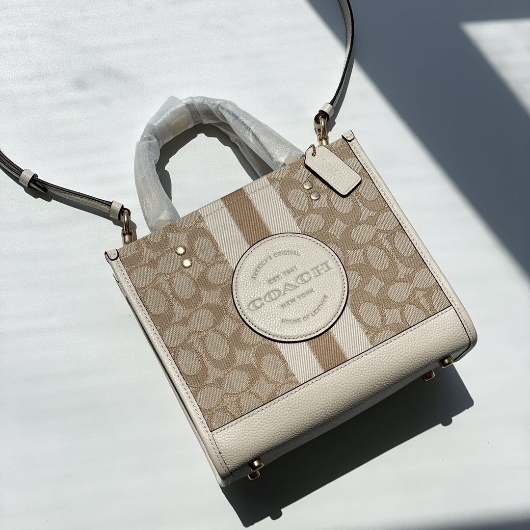 Coach ～纯原 coach 蔻驰c8417 条纹和COACH贴饰DEMPSEY 22号托特包