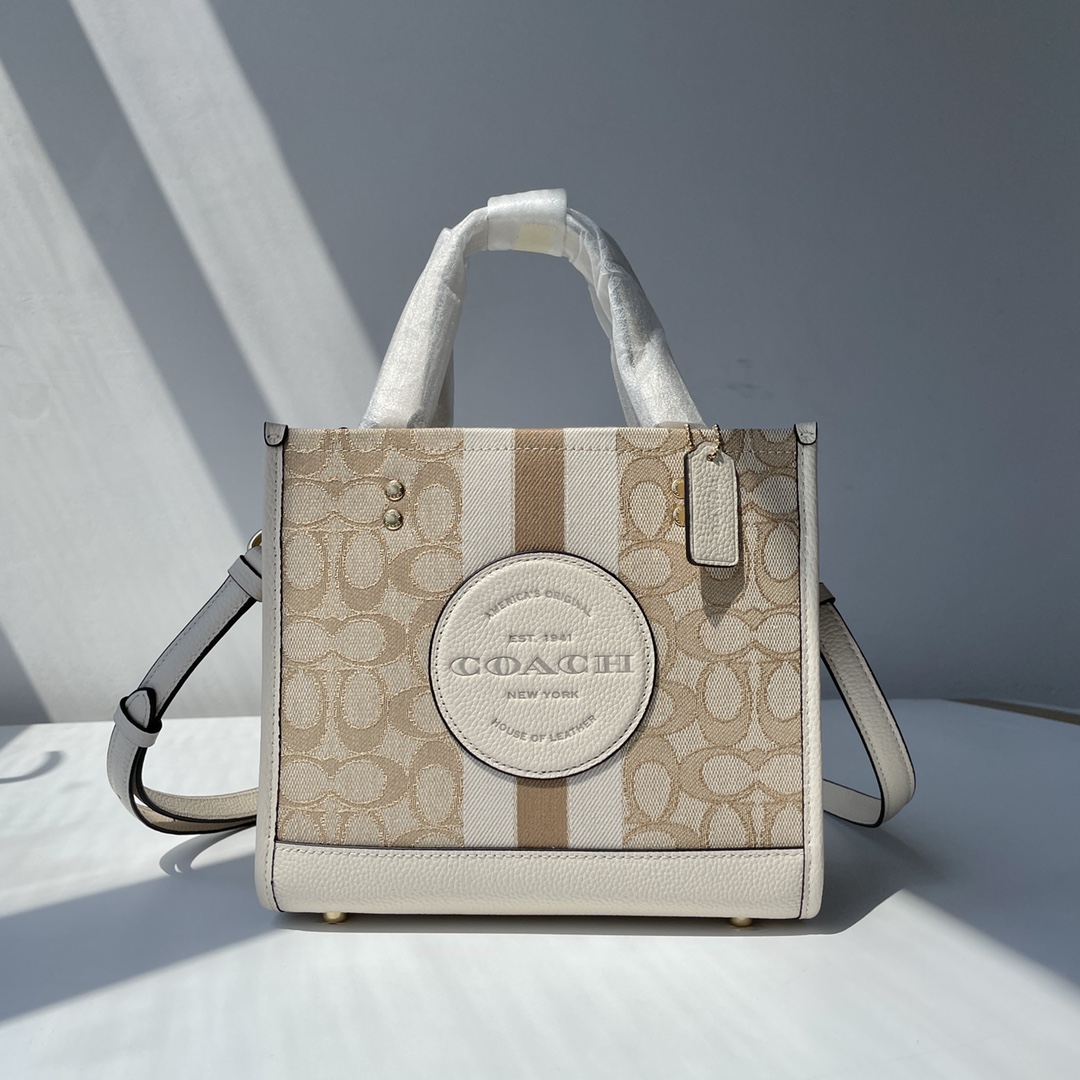 Coach ～纯原 coach 蔻驰c8417 条纹和COACH贴饰DEMPSEY 22号托特包