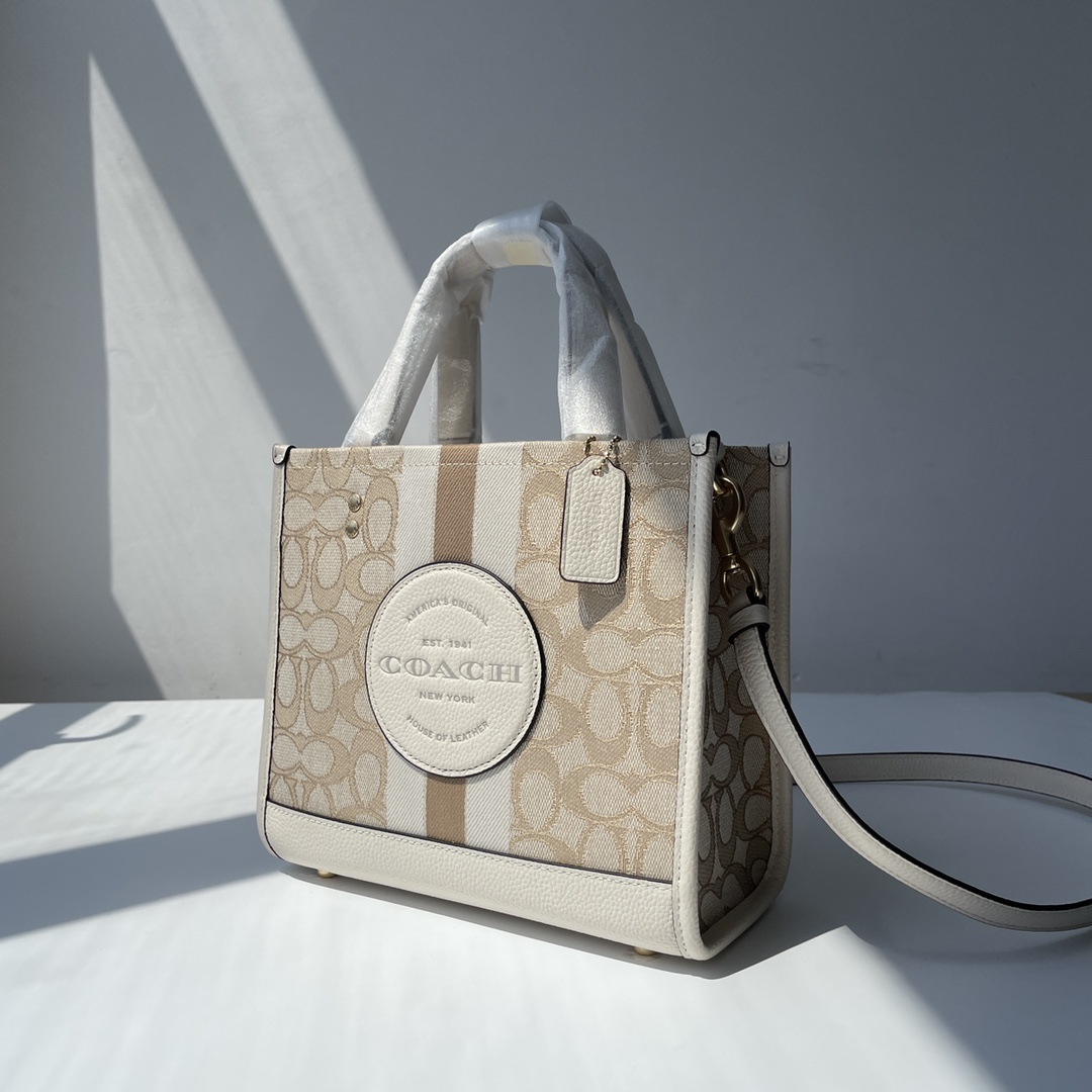 Coach ～纯原 coach 蔻驰c8417 条纹和COACH贴饰DEMPSEY 22号托特包