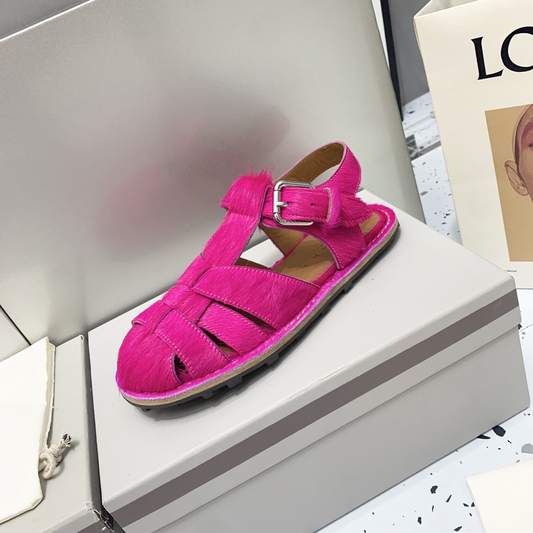 2022 New Roman Style Knitting Sandals, Retro Fashion, Horse Fur Details, Non-Slip Rubber Base - 图片 7