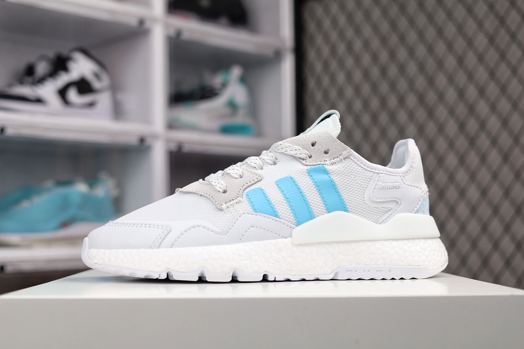H0 Get纯原版本 阿迪达斯/Adidas Nite Jogger 三叶草 夜行者 复古跑鞋原厂材料 原厂大底 私家独模 网布搭配头层皮拼接打造鞋面 极具复古风格鞋头及鞋跟点缀3M反光设计极为亮眼中底采用全掌 Boost 科技，厚度相当可观，脚感极佳 ×588YF