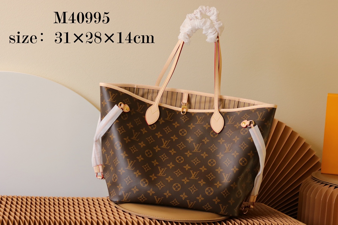 Louis Vuitton LV Neverfull Bags Handbags Monogram Canvas Cowhide Fabric Casual M40995