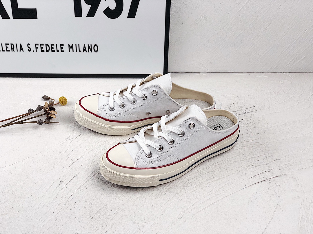 G0 匡威Converse1970s 半拖 一脚蹬 官方最新版 正确软蓝底 双围条原厂硫化工艺完美鞋楦定型 懒人鞋夏日必备 经典百搭黑色 白色