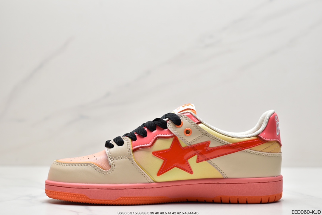 370 原宿潮流品牌A Bathing Ape安逸猿BAPE Sk8 Sta Low SK8系列低帮休闲运动滑板板鞋”皮革咖啡摩卡深棕白”1H80-191-013