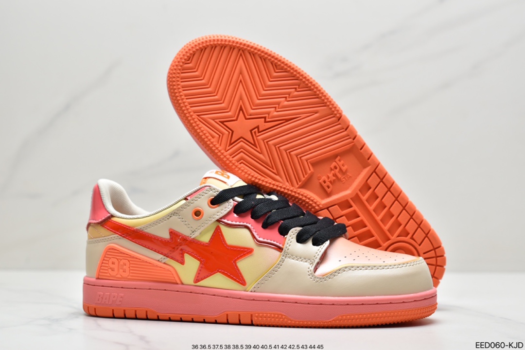 370 原宿潮流品牌A Bathing Ape安逸猿BAPE Sk8 Sta Low SK8系列低帮休闲运动滑板板鞋”皮革咖啡摩卡深棕白”1H80-191-013