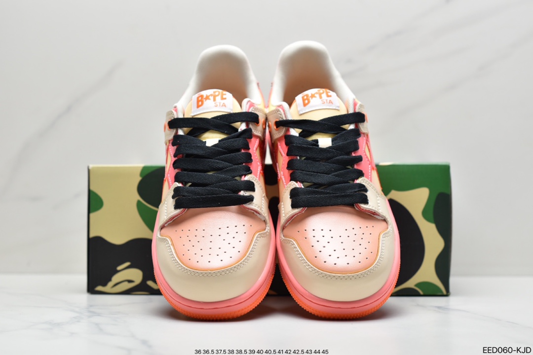370 原宿潮流品牌A Bathing Ape安逸猿BAPE Sk8 Sta Low SK8系列低帮休闲运动滑板板鞋”皮革咖啡摩卡深棕白”1H80-191-013