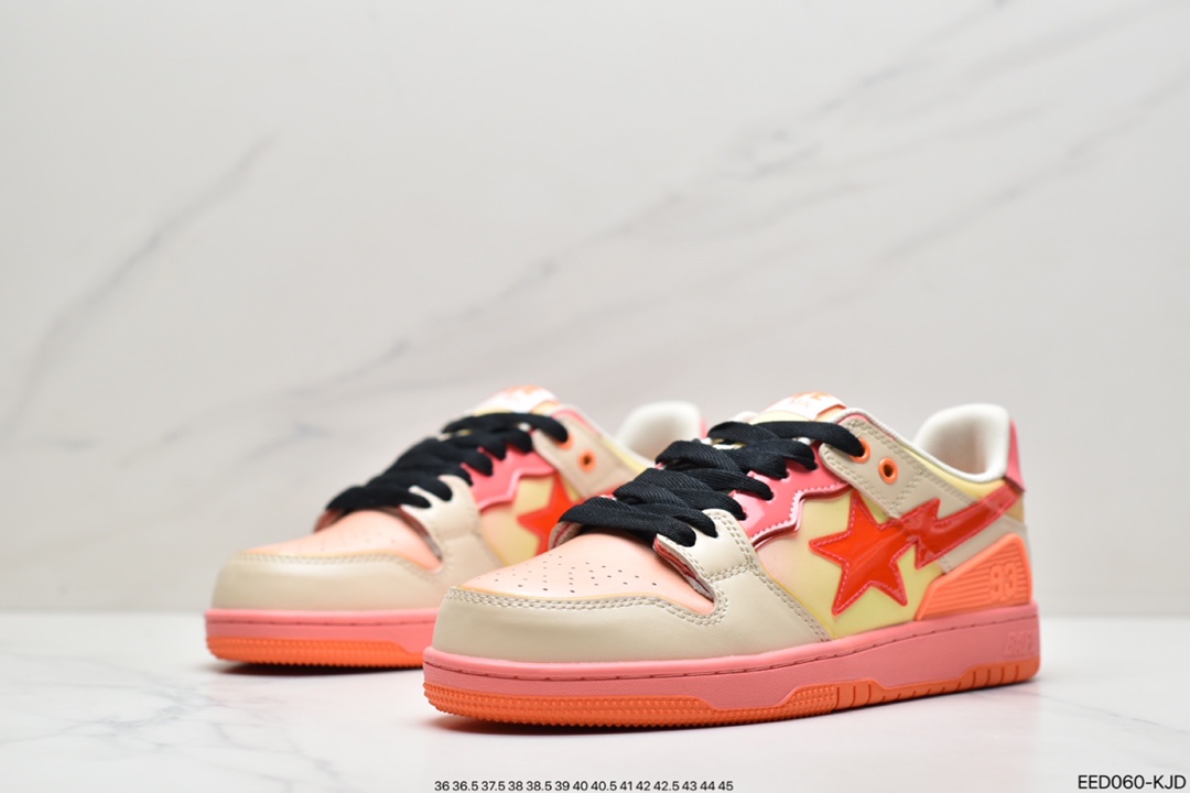 370 原宿潮流品牌A Bathing Ape安逸猿BAPE Sk8 Sta Low SK8系列低帮休闲运动滑板板鞋”皮革咖啡摩卡深棕白”1H80-191-013