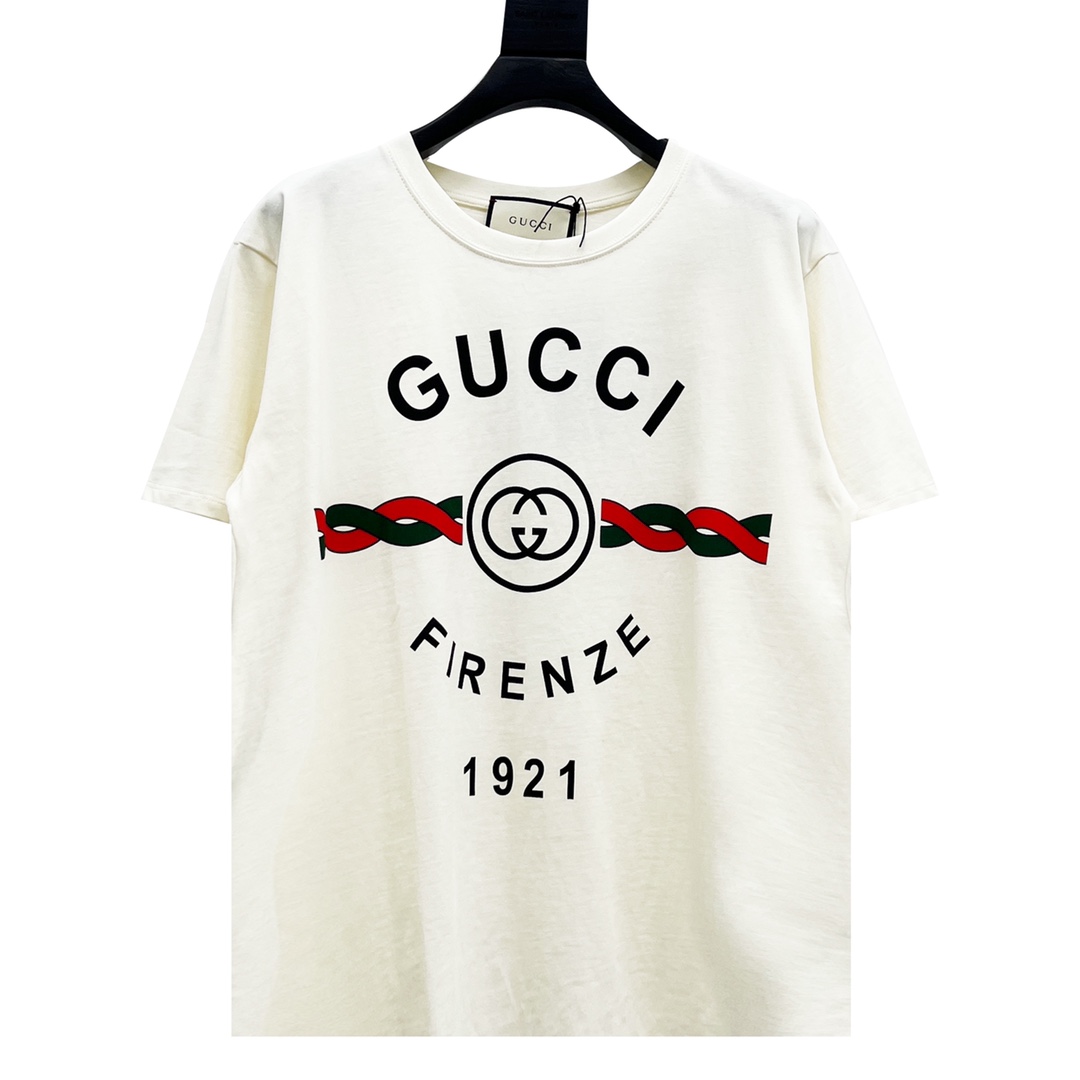 Gucci Clothing T-Shirt Apricot Color Printing Short Sleeve