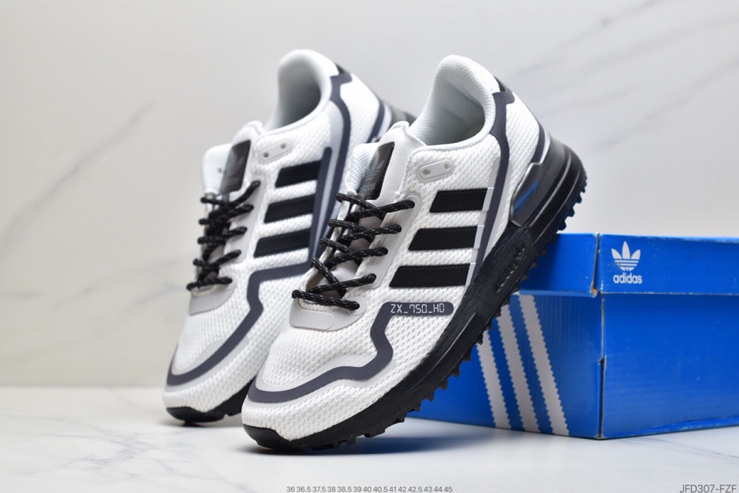 170 Adidas三叶草 Originals ZX750 HD”White/Black/Sliver”改良贾卡版ZX700复古休闲百搭运动慢跑鞋FX7471
