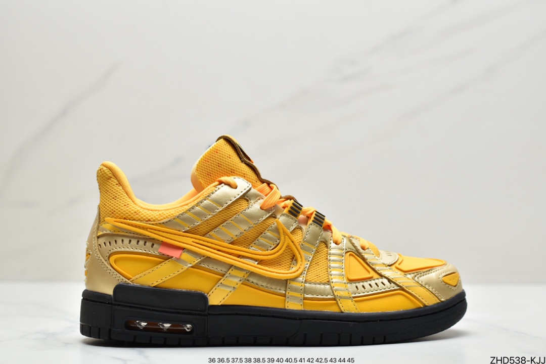 300 Off-White  x NK Air Rubber Dunk ” University Gold ” OW联名款 黑金亚洲限定 CU6015-100
