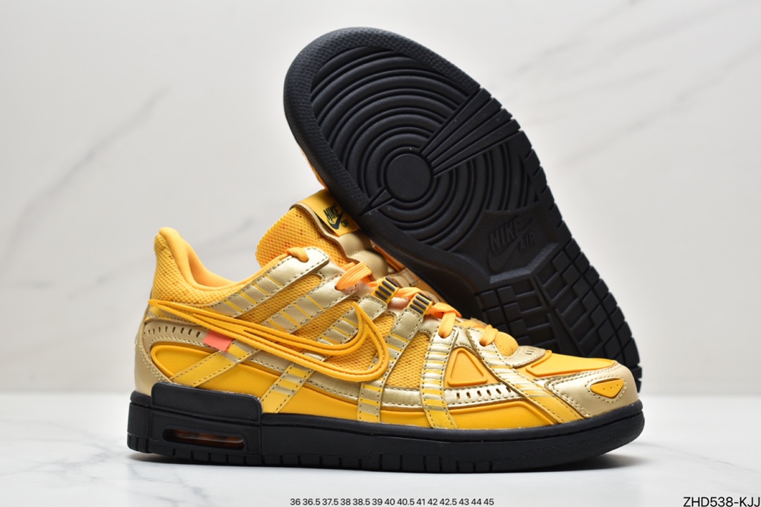 300 Off-White  x NK Air Rubber Dunk ” University Gold ” OW联名款 黑金亚洲限定 CU6015-100