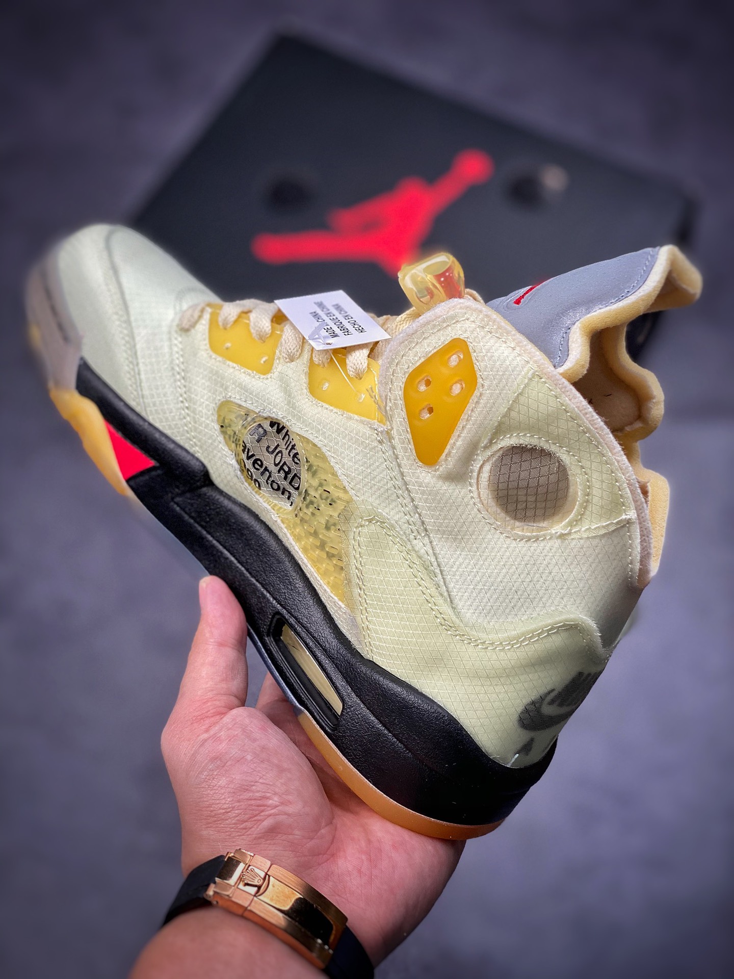 400 Air Jordan 5 x off white 联名款 AJ5 ow 乔丹5代篮球鞋/联名浅黄 DH8565-100