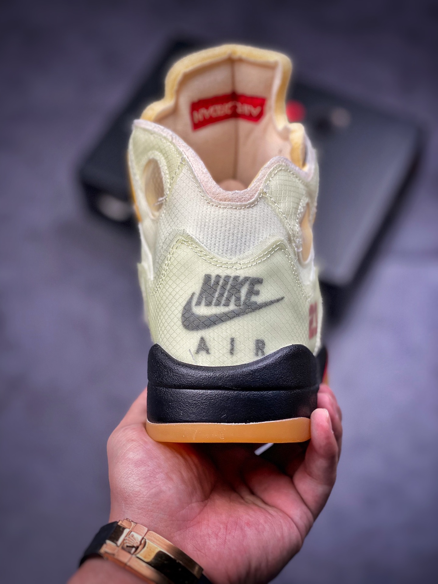400 Air Jordan 5 x off white 联名款 AJ5 ow 乔丹5代篮球鞋/联名浅黄 DH8565-100