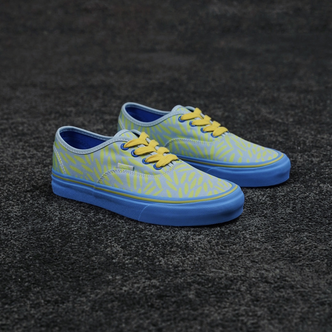 G0 Vans Vault x Sarah Andelman联名OG Authentic LX荧光绿蓝底休闲硫化帆布鞋