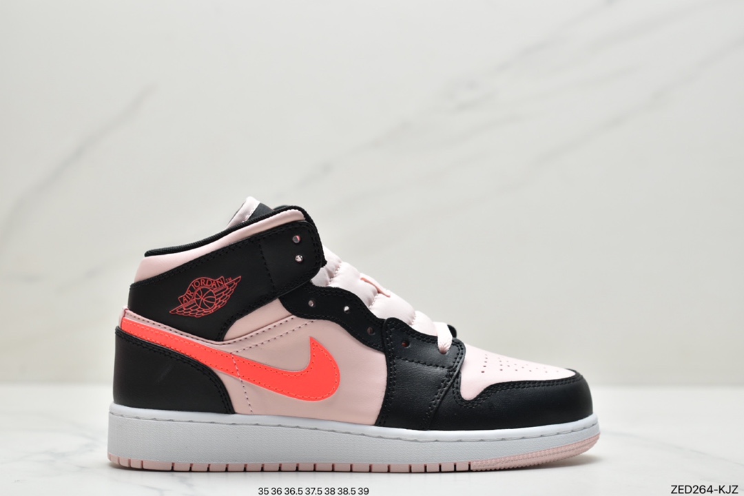 260 Air Jordan 1 Mid (GS) 中帮 黑粉色 AJ1 乔丹1代 aj1 乔1 中邦 黑玫粉 554725-604
