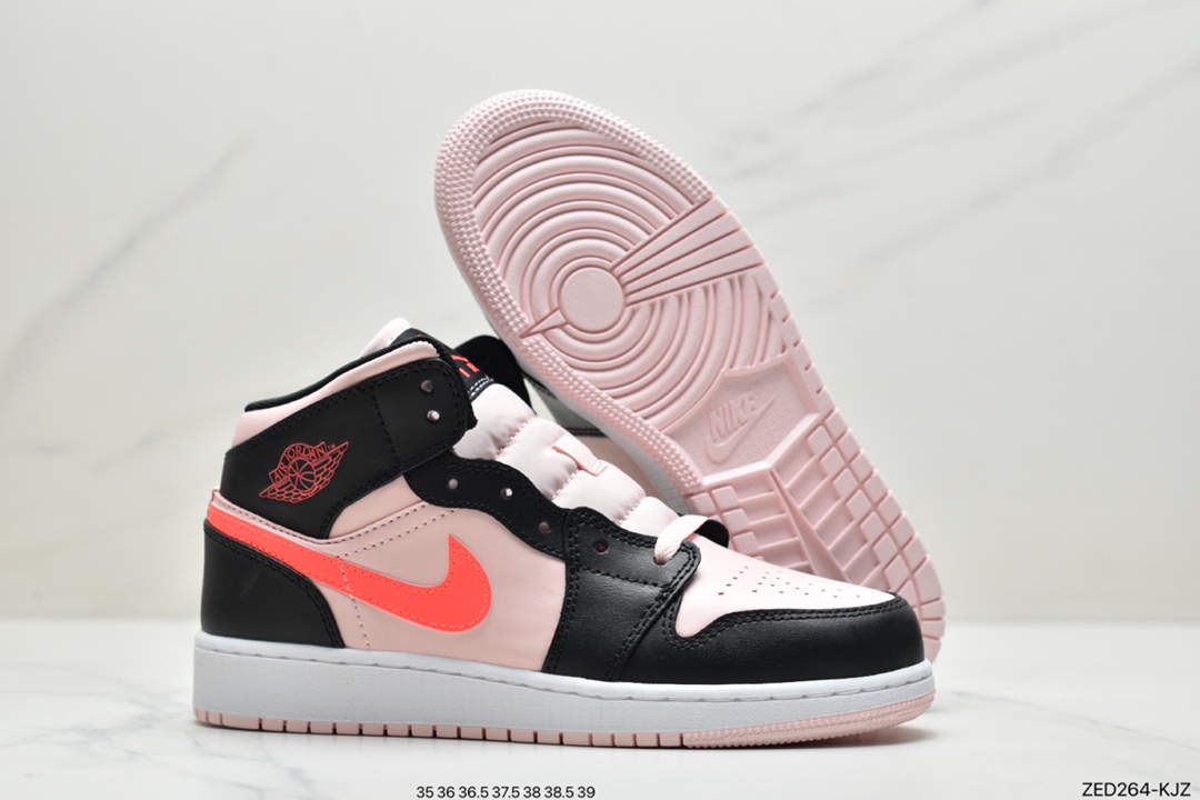 260 Air Jordan 1 Mid (GS) 中帮 黑粉色 AJ1 乔丹1代 aj1 乔1 中邦 黑玫粉 554725-604