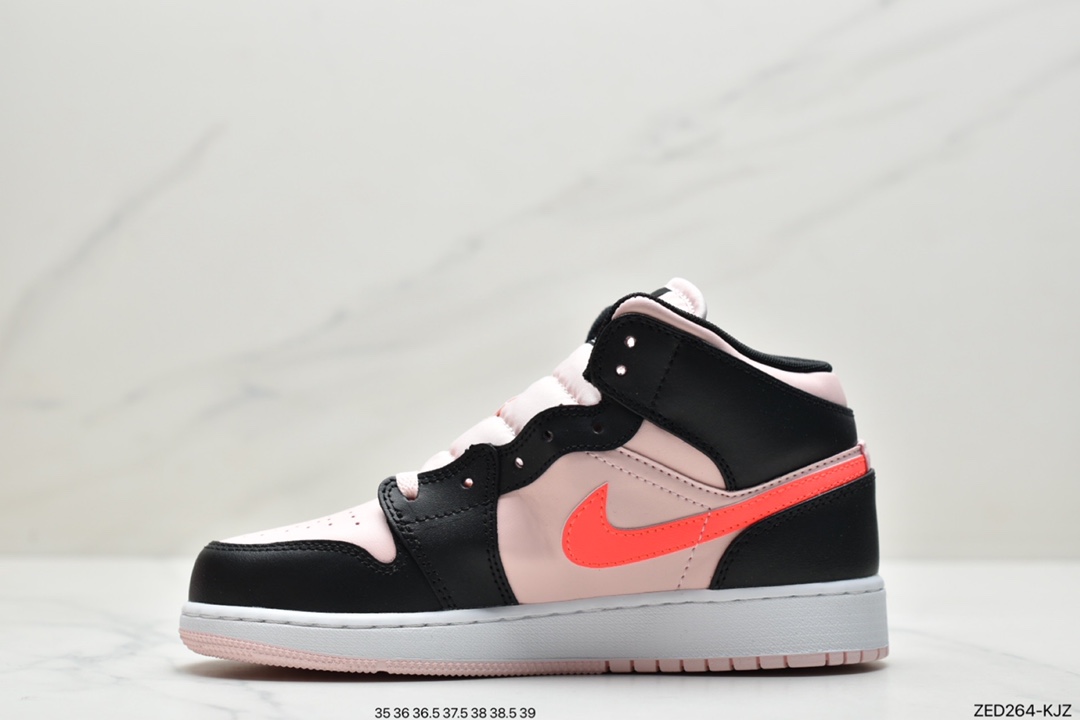 260 Air Jordan 1 Mid (GS) 中帮 黑粉色 AJ1 乔丹1代 aj1 乔1 中邦 黑玫粉 554725-604