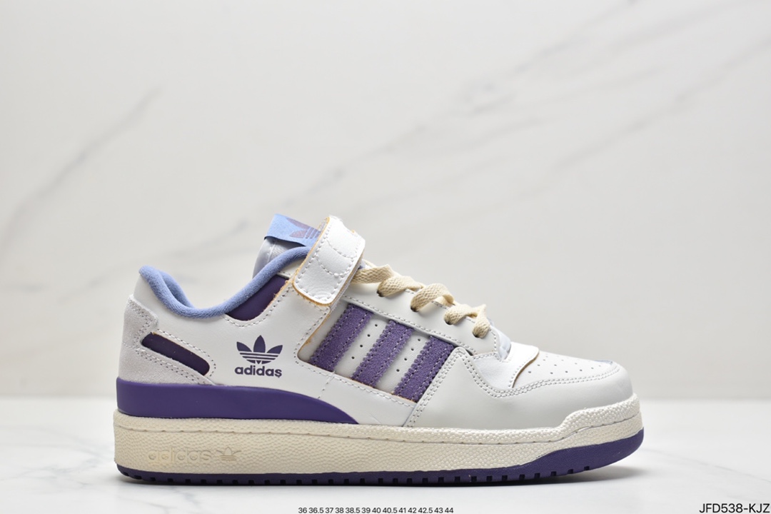 170 阿迪 Adidas 三叶草 Originals Forum 84 Low 罗马系列板鞋“浅灰白黑深绿”GX4545