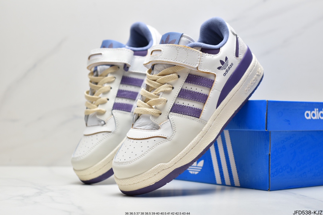 170 阿迪 Adidas 三叶草 Originals Forum 84 Low 罗马系列板鞋“浅灰白黑深绿”GX4545