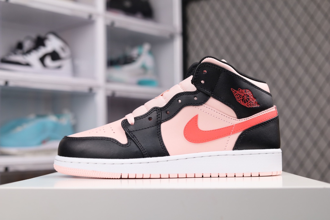 H5 纯原版本 黑樱花粉 Air Jordan 1 Mid AJ1乔1中帮文化篮球鞋 市售最高品质 原鞋开发 平台订单专用代工流水线打造 一眼公司货既视感 良心平民定价 每一个配色均采购原鞋确认细节 认准细节实拍×336BX