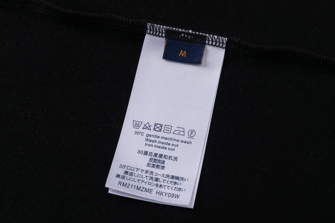 617#LV（男女同款）32S双纱爽全棉270克重高品质经典小链条+牛仔口袋工艺-颜色黑/白-码数XS-