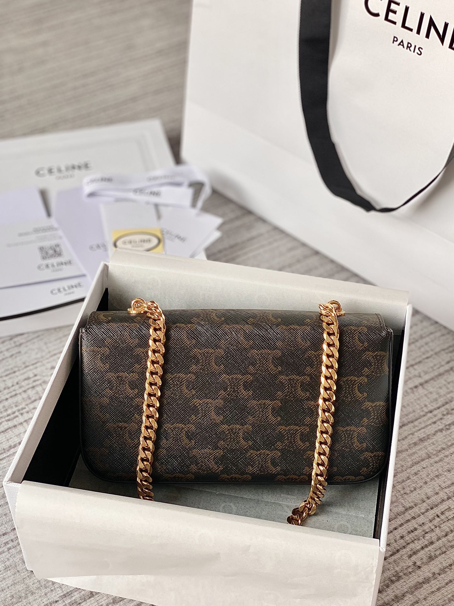 CELINE赛琳CUIR TRIOMPHE 凯旋门链条肩背包199242
