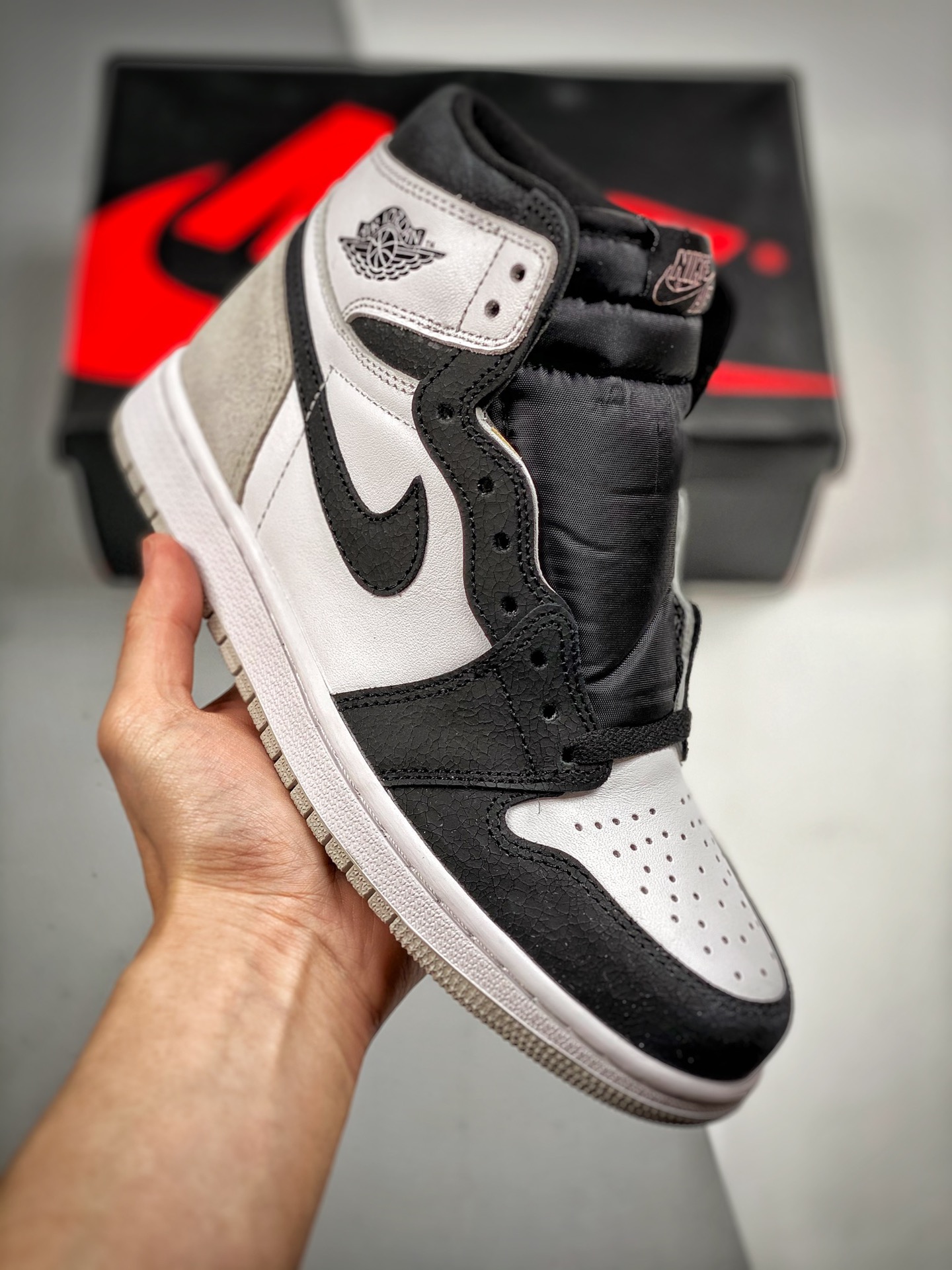 -5 Air Jordan 1 Retro High, dedo negro y gris, producción de fábrica original de alta calidad, calidad máxima en el mis…