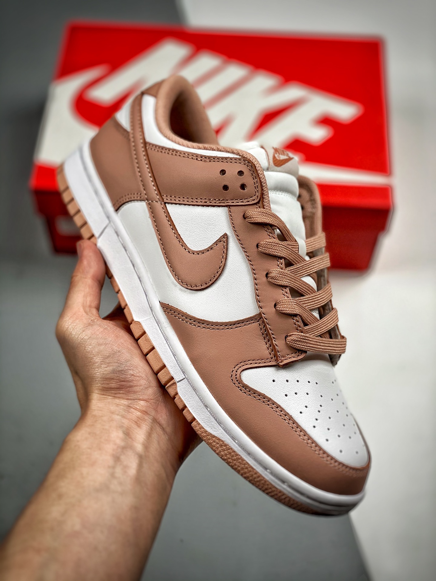 -4 NK Dunk Low Rosa empolvado Gran fábrica original puro producto Fotos reales primer lanzamiento Material de capa supe…