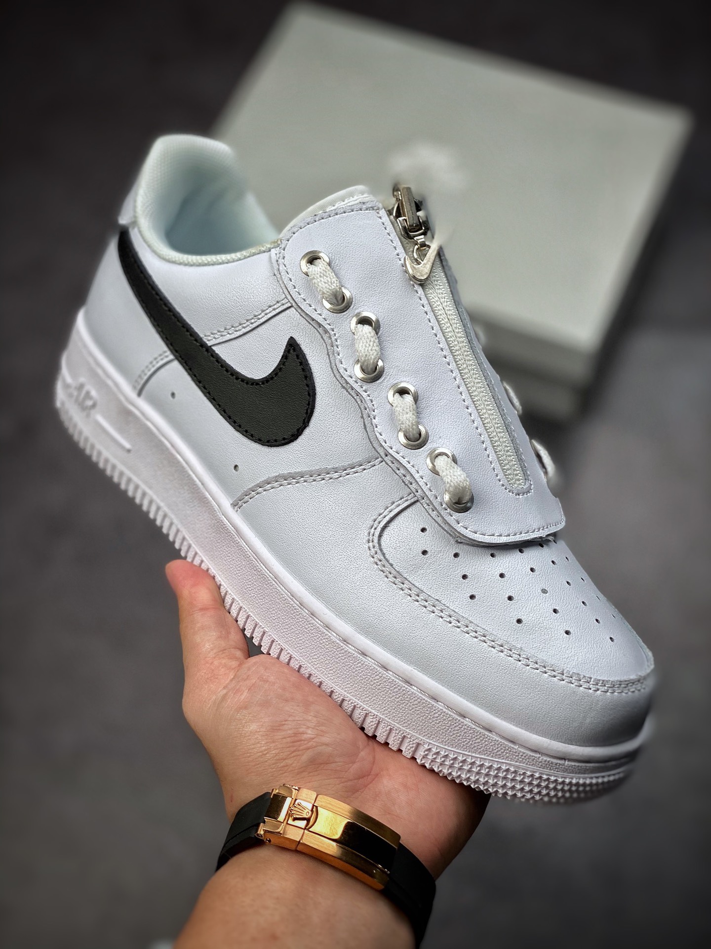 160  Nike Air Force 1 Low 07 白黑拉链鞋舌 DC8875-101