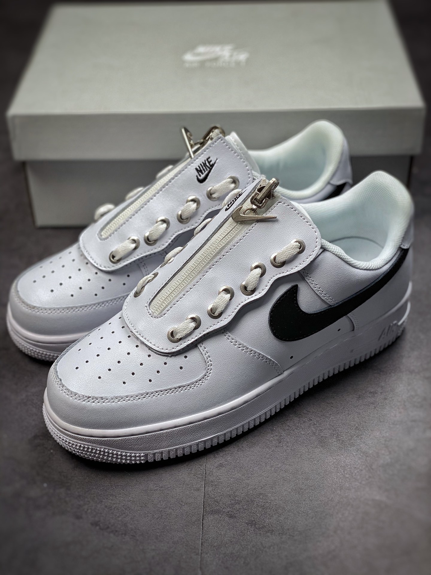 160  Nike Air Force 1 Low 07 白黑拉链鞋舌 DC8875-101