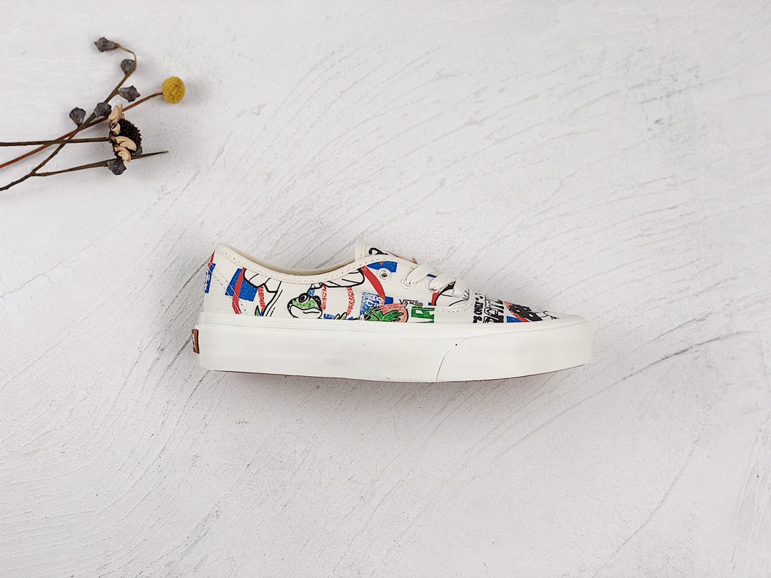 G0 VANS范斯authentic 2022 清爽夏日图案印花环保系列，涂鸦风格彩印，复古小清新，高级的面料印花给人带来不一样的感觉，上脚舒适夏日人手必备