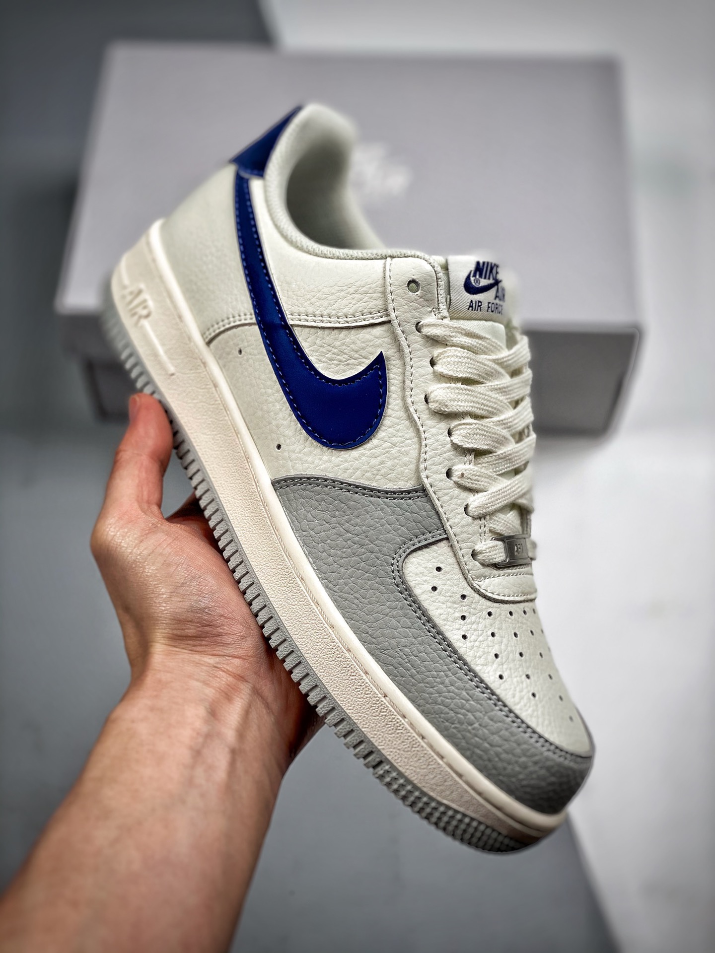 -3 Nike Air Force 1 Low 07 Azul neblina, reflectante 3M, Air Force 1 de caña baja zapatillas casuales de skate. Cuero d…
