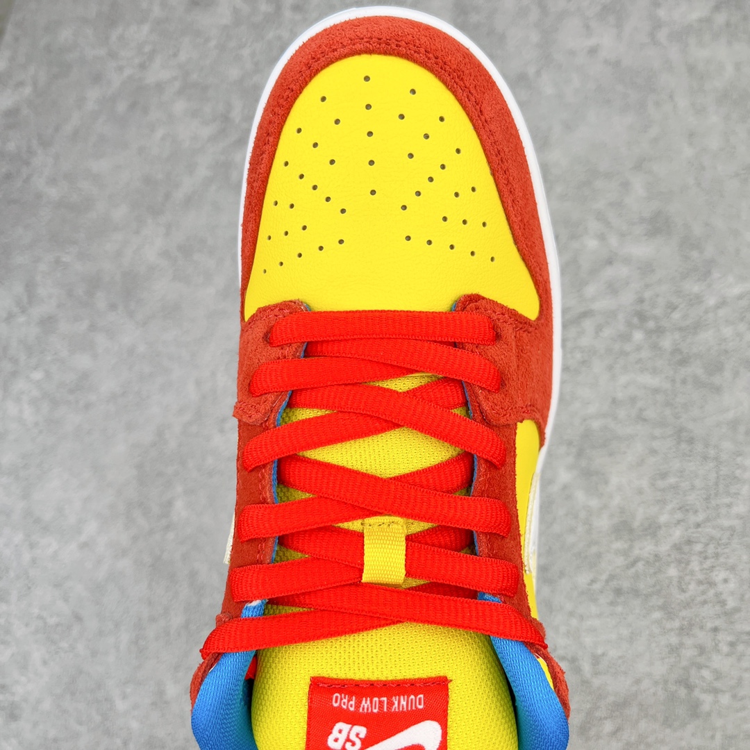 图片[4]-零售💰180 ＃G版福利特价‼NK SB Dunk Low \”Bart Simpson\” 辛普森黄橙蓝 BQ6817-602 毫无疑问市场中端王者 口碑大厂出品 品控大底版型不断改良更新 全套原纸板楦头开发 确保原汁原味 完美呈现DUNK版型 一比一鞋头弧度高度鞋身弧度 此版本只针对中端市场 皮料材质有所更替 其他数据细节工艺流程均保持一致 绝不口嗨 细节品控鞋型随意对比 独家私模官方第六代原厂航空铝磨具打磨大底 鞋头坡度极致还原 无解鞋型 原盒原配 圈内天花板工艺 原厂玻璃冲刀 超高清洁度 全鞋零毛边皮料切割 原厂中底布点胶 中底布拉帮走线遵循公司 SIZE：35.5 36 36.5 37.5 38 38.5 39 40 40.5 41 42 42.5 43 44 44.5 45 46 47.5 编码：by1936080-运动鞋