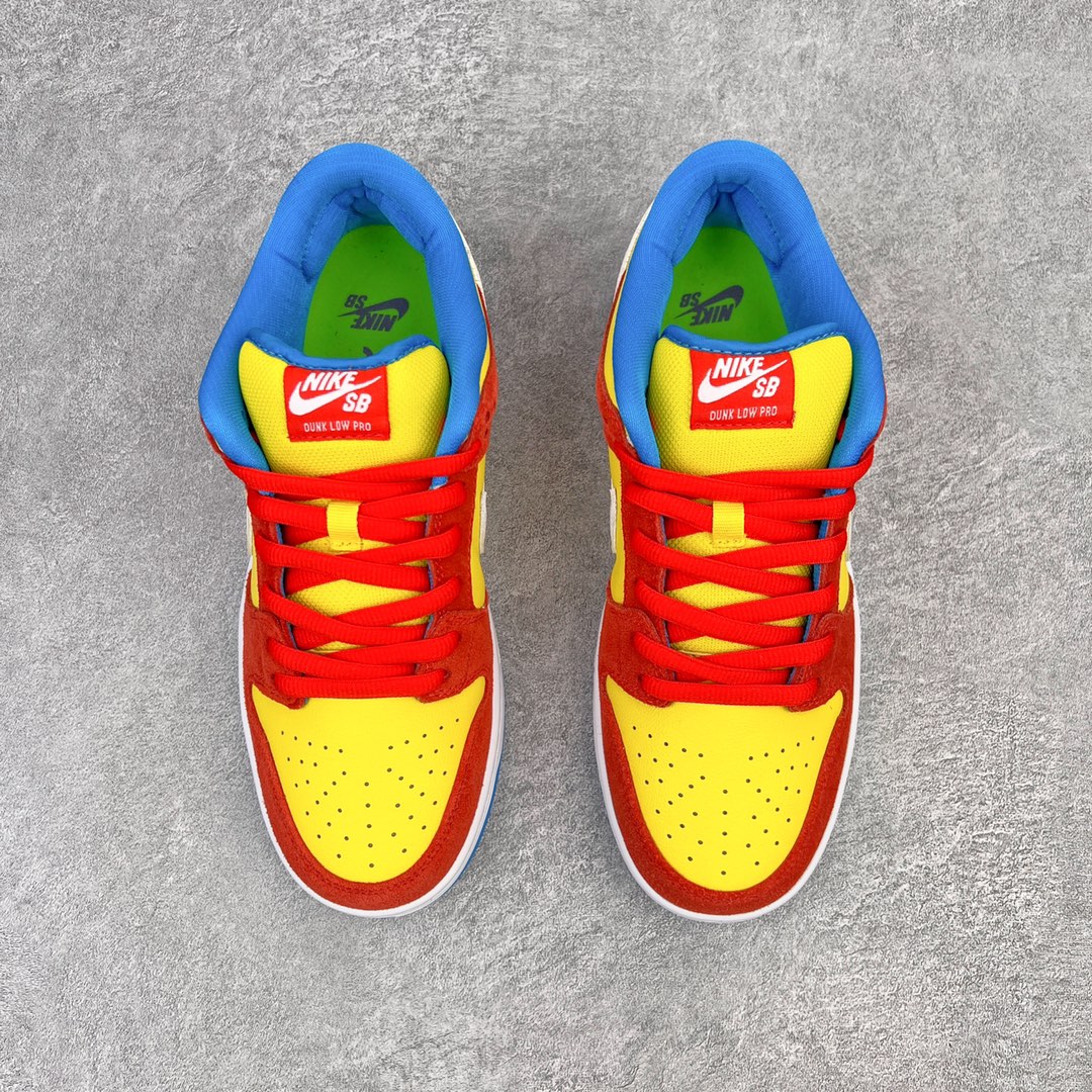 图片[2]-零售💰180 ＃G版福利特价‼NK SB Dunk Low \”Bart Simpson\” 辛普森黄橙蓝 BQ6817-602 毫无疑问市场中端王者 口碑大厂出品 品控大底版型不断改良更新 全套原纸板楦头开发 确保原汁原味 完美呈现DUNK版型 一比一鞋头弧度高度鞋身弧度 此版本只针对中端市场 皮料材质有所更替 其他数据细节工艺流程均保持一致 绝不口嗨 细节品控鞋型随意对比 独家私模官方第六代原厂航空铝磨具打磨大底 鞋头坡度极致还原 无解鞋型 原盒原配 圈内天花板工艺 原厂玻璃冲刀 超高清洁度 全鞋零毛边皮料切割 原厂中底布点胶 中底布拉帮走线遵循公司 SIZE：35.5 36 36.5 37.5 38 38.5 39 40 40.5 41 42 42.5 43 44 44.5 45 46 47.5 编码：by1936080-运动鞋