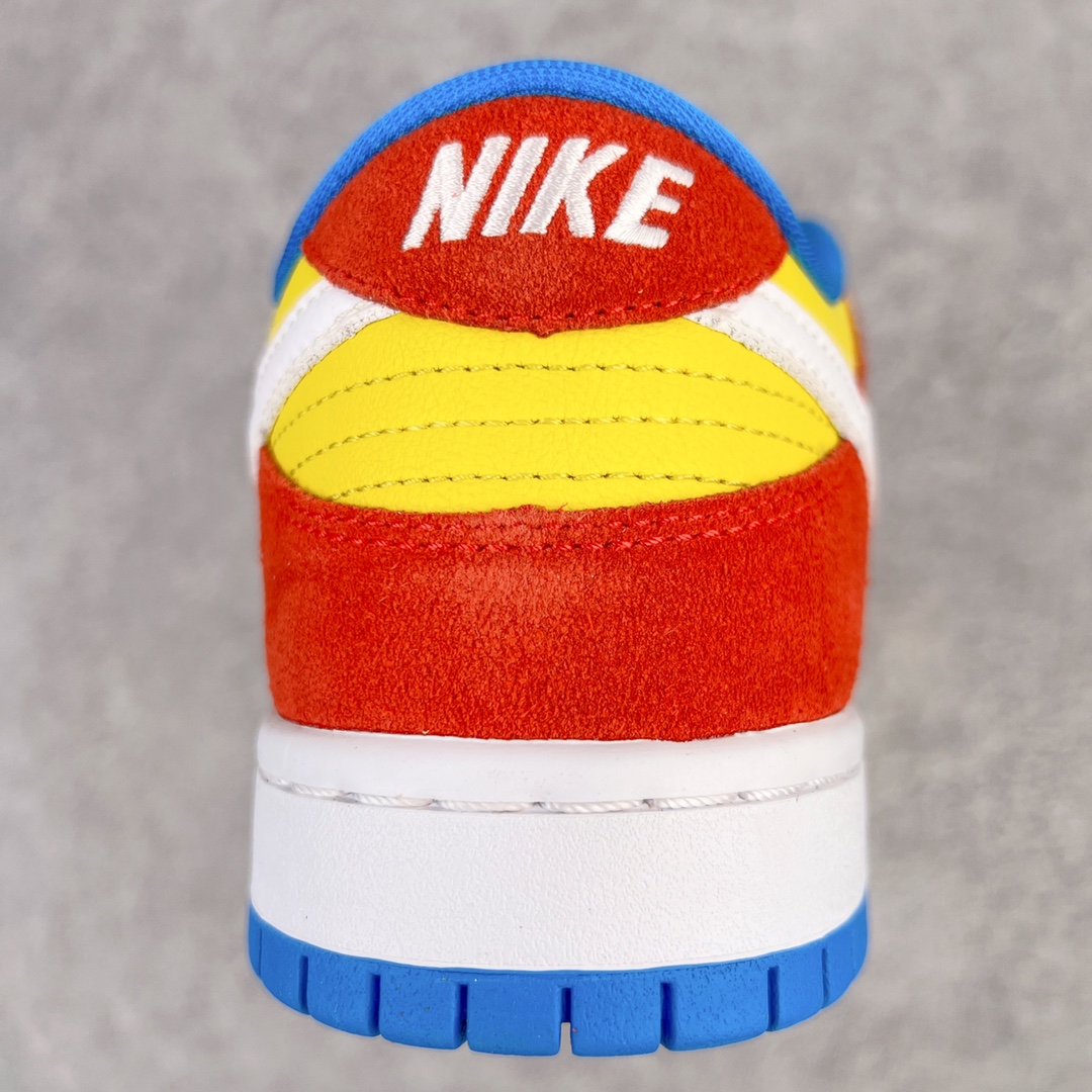 图片[8]-零售💰180 ＃G版福利特价‼NK SB Dunk Low \”Bart Simpson\” 辛普森黄橙蓝 BQ6817-602 毫无疑问市场中端王者 口碑大厂出品 品控大底版型不断改良更新 全套原纸板楦头开发 确保原汁原味 完美呈现DUNK版型 一比一鞋头弧度高度鞋身弧度 此版本只针对中端市场 皮料材质有所更替 其他数据细节工艺流程均保持一致 绝不口嗨 细节品控鞋型随意对比 独家私模官方第六代原厂航空铝磨具打磨大底 鞋头坡度极致还原 无解鞋型 原盒原配 圈内天花板工艺 原厂玻璃冲刀 超高清洁度 全鞋零毛边皮料切割 原厂中底布点胶 中底布拉帮走线遵循公司 SIZE：35.5 36 36.5 37.5 38 38.5 39 40 40.5 41 42 42.5 43 44 44.5 45 46 47.5 编码：by1936080-运动鞋