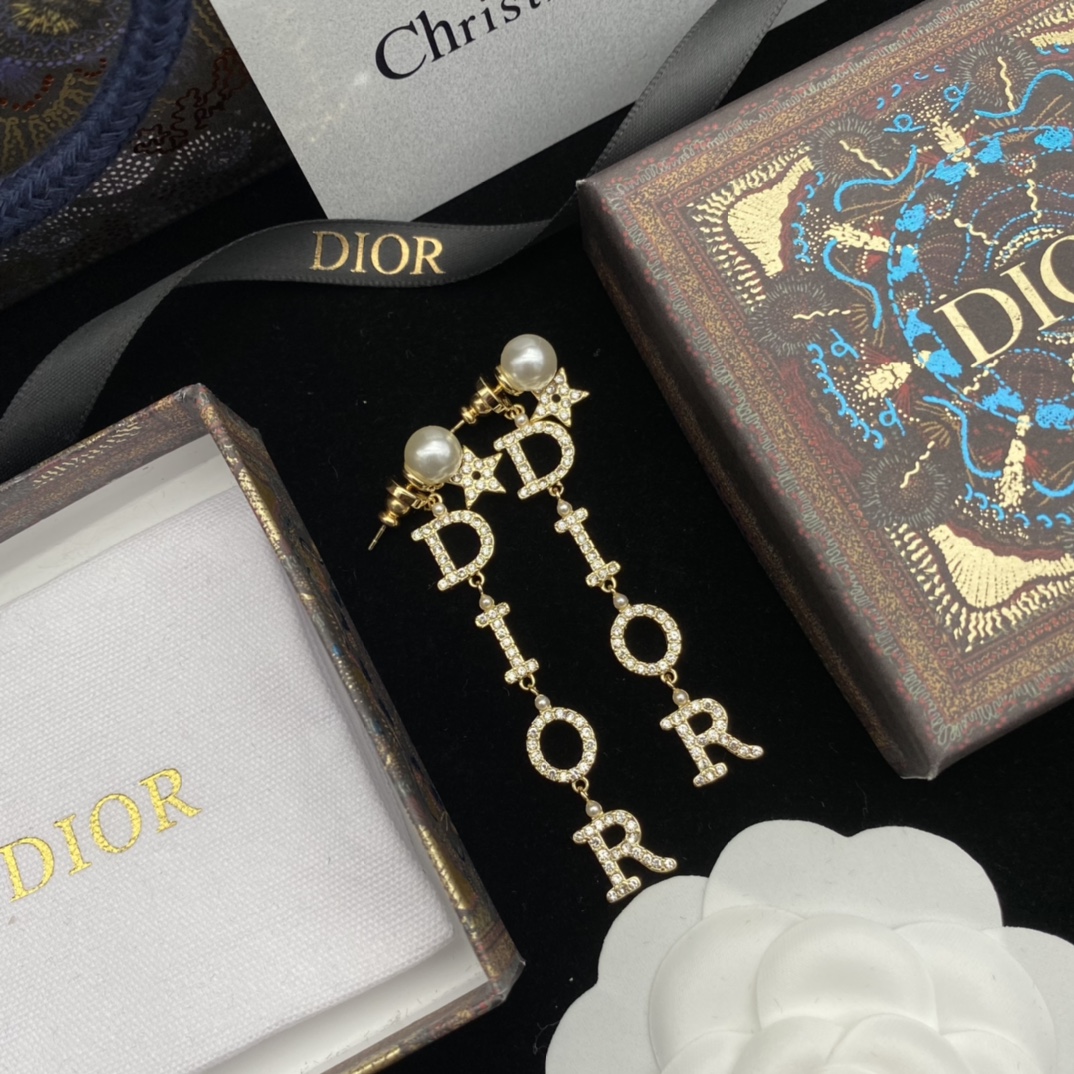 Dior Joyas Pendiente Incrustados con diamantes Fashion