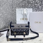 Dior Handbags Messenger Bags Blue Embroidery Oblique Casual