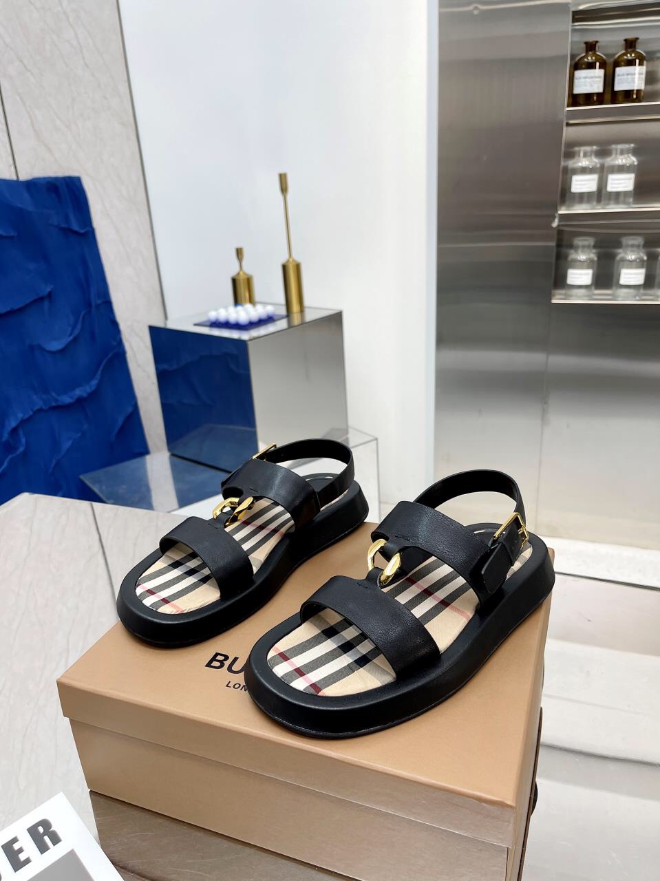 Burberry Burberry 2022 estallido de la línea bordada clásica zapatillas a cuadros envío, la compra d
