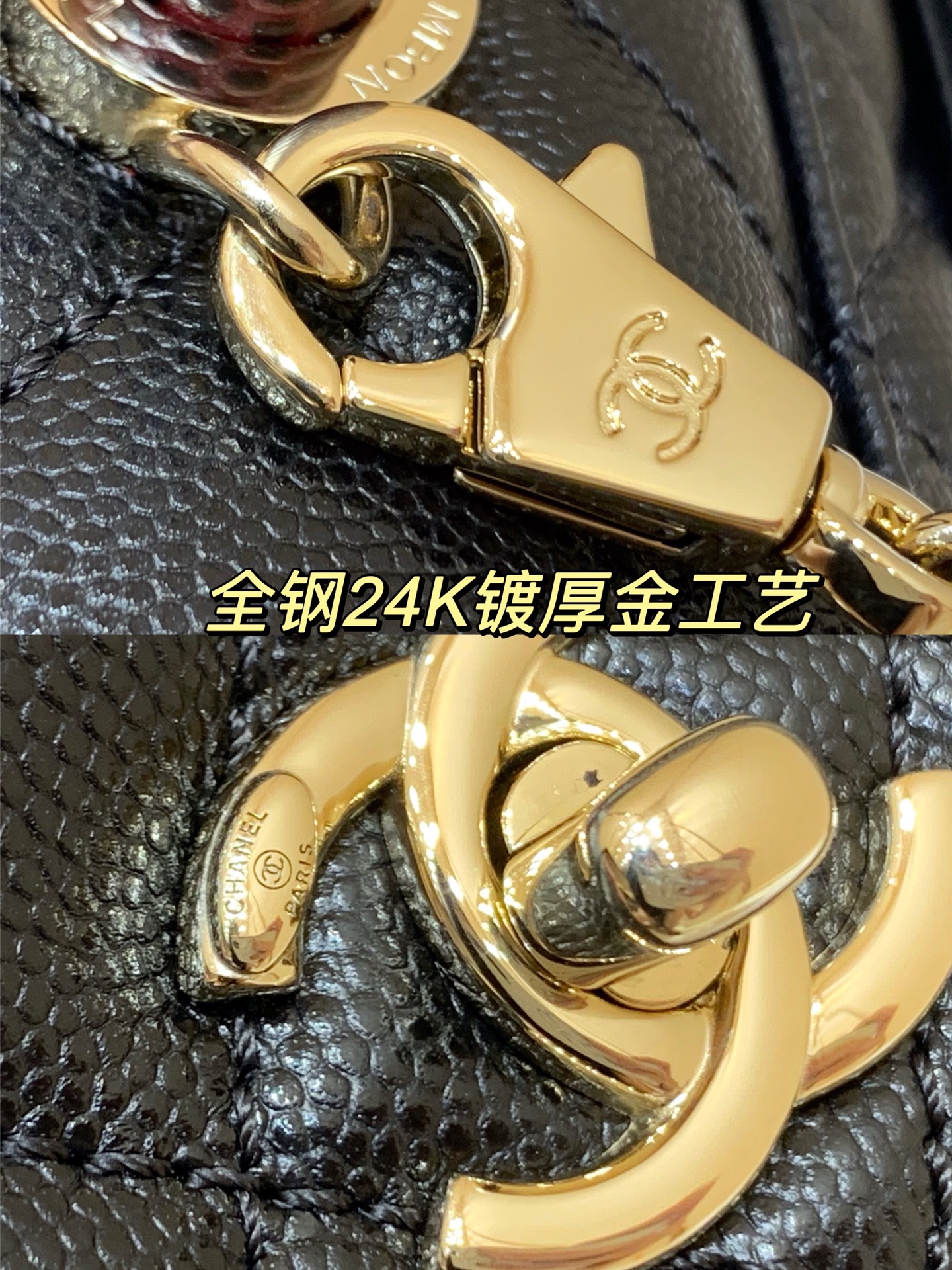 Todos los herrajes son de acero inoxidable con proceso de baño de oro grueso de 24k