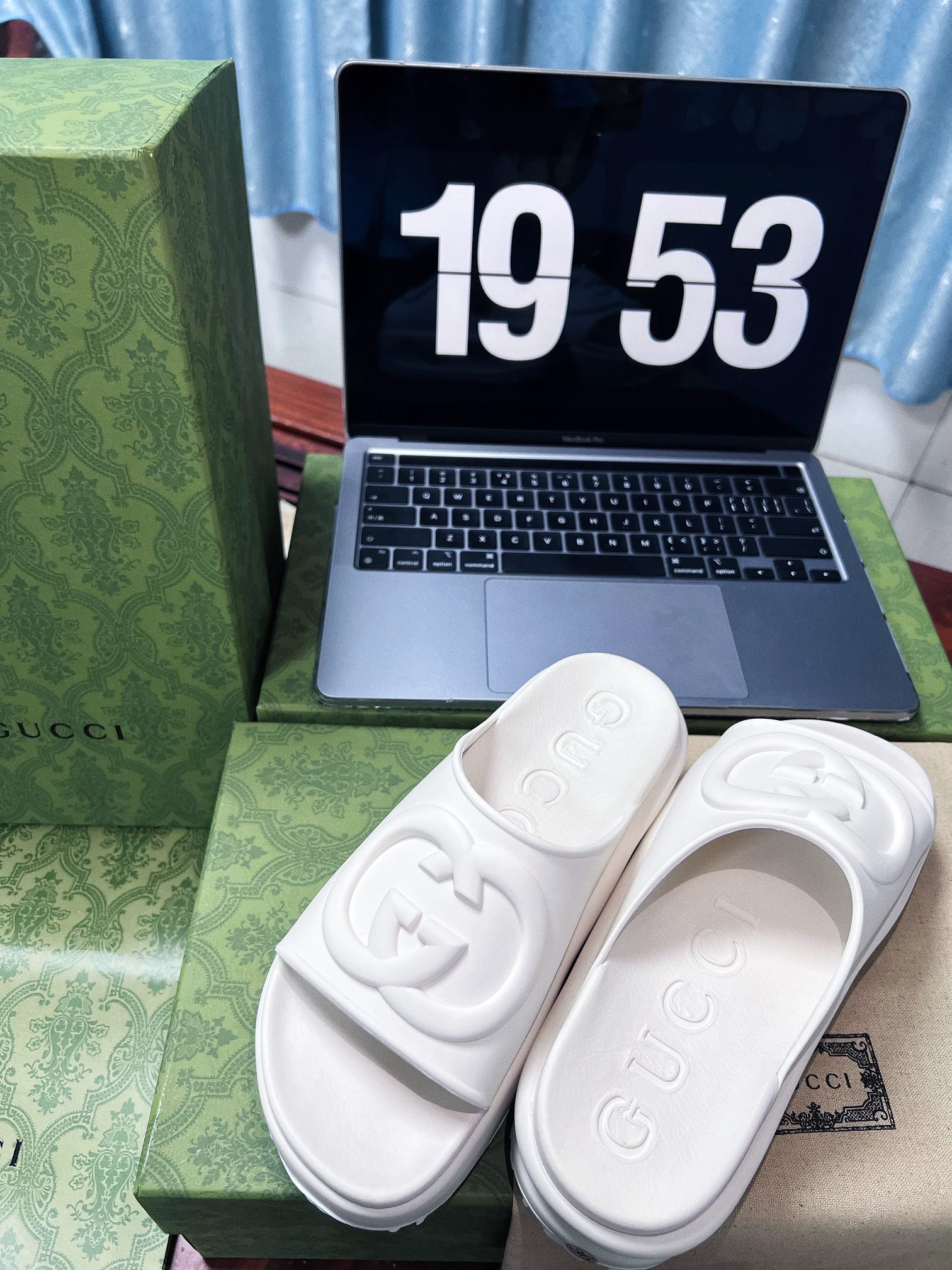 . Gucci Miami 2022 verano color macarrón zapatillas de fondo grueso Cómodo y versátil, color macarró