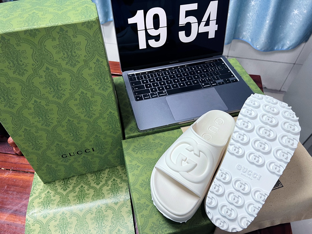 . Gucci Miami 2022 verano color macarrón zapatillas de fondo grueso Cómodo y versátil, color macarró