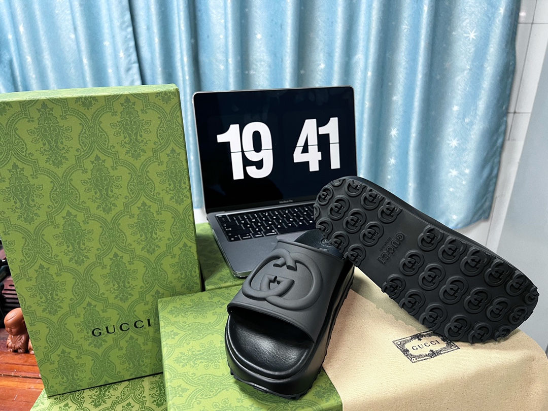 . Gucci Miami 2022 verano color macarrón zapatillas de fondo grueso Cómodo y versátil, color macarró