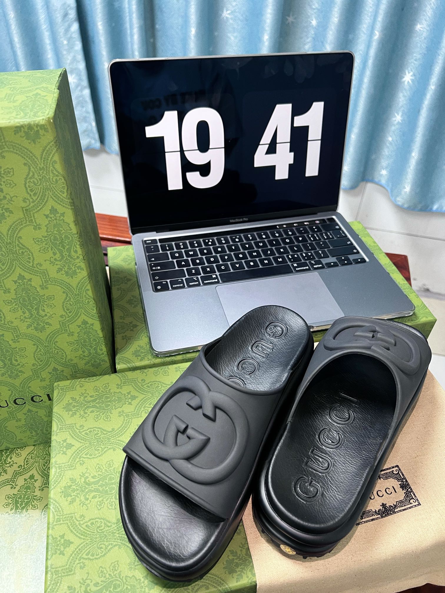 . Gucci Miami 2022 verano color macarrón zapatillas de fondo grueso Cómodo y versátil, color macarró