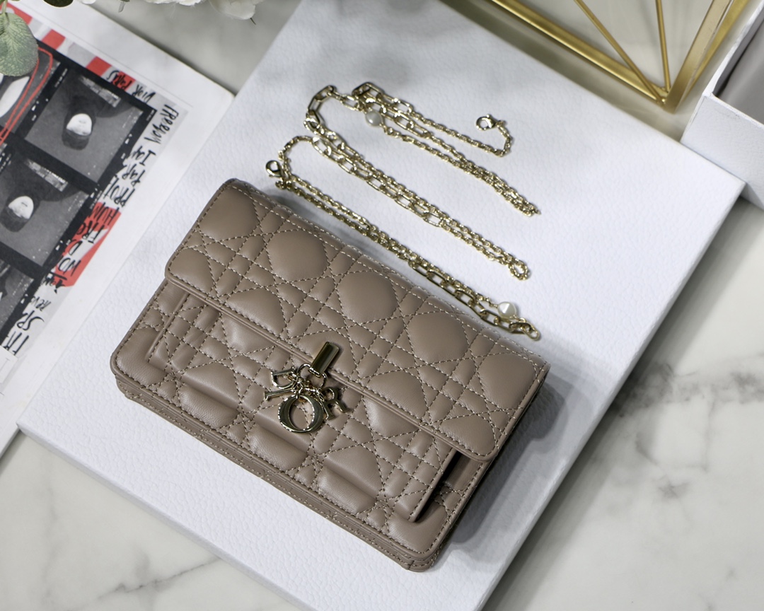 Lady Dior Chain Bag Lambskin Cannage Flap Multiple Compartments