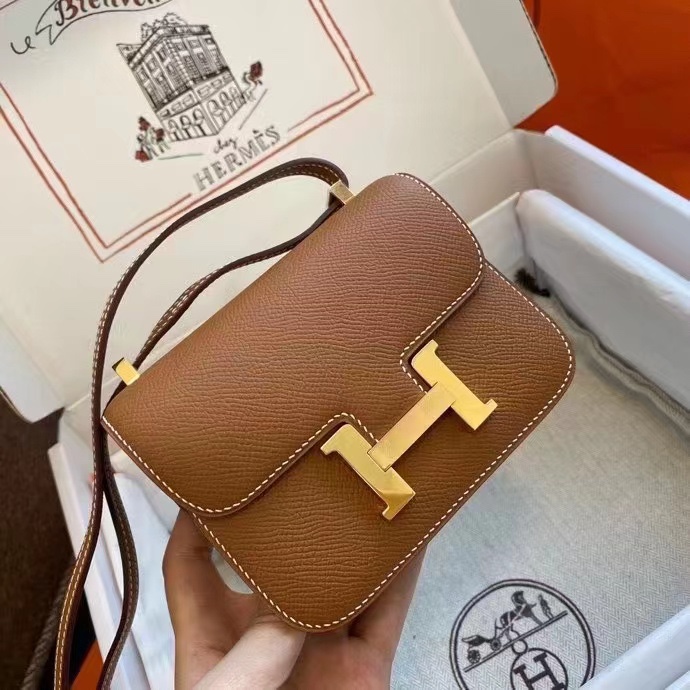 Hermes Constance Borse Crossbody & Borse a Tracolla Marrone Colore caffè Hardware oro Epsom Mini 1 Hermes Constance Borse Crossbody & Borse a Tracolla Marrone Colore caffè Hardware oro Epsom Mini