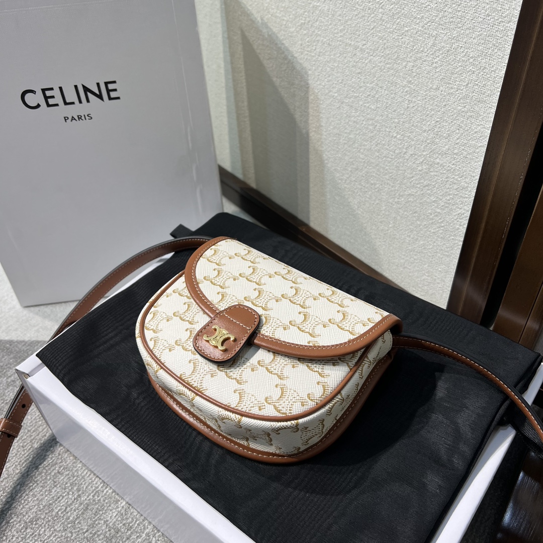 Celine Crossbody & Shoulder Bags Saddle Bags Brown White Printing PVC Fall Collection Vintage Mini