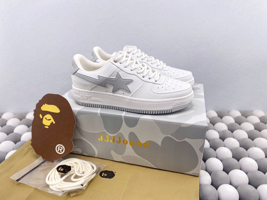 BAPE STA LOW Blanco Gris Envíos Desarrollo en cartón original Charol personalizado La mejor primera capa de c…
